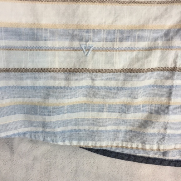 Vissla Button Down Shirt Mens Large Short Sleeve Blue Striped - Picture 6 of 12